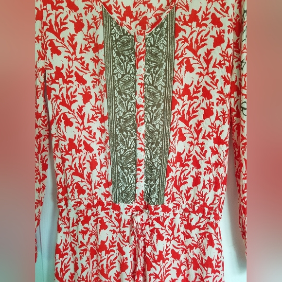 Free People Red Gray Floral Romper Size Small - Picture 6 of 14